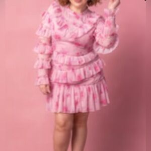 City Ivy co pink ruffle dress